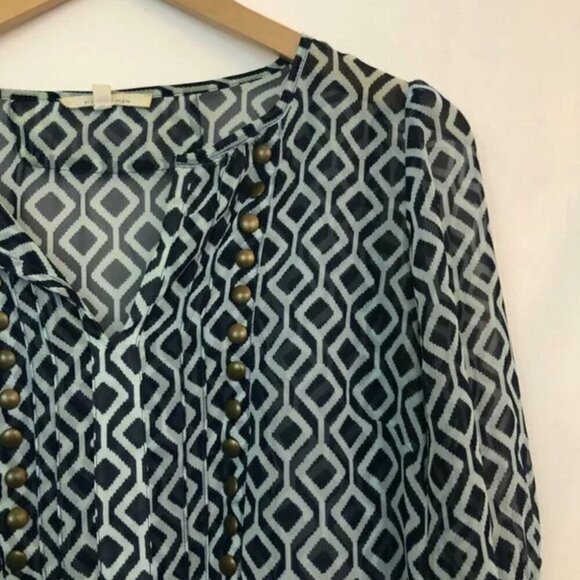 41 HAWTHORN STITCHFIX Moni Geo Camisole Blouse Navy Blue 3/4 Sleeve Boho Summer - Picture 6 of 11